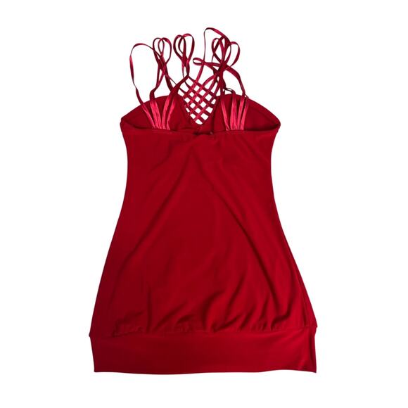 Y2K 90s Women’s Bedazzled Criss Cross Tank Top Red Size Small Vintage - Picture 2 of 12